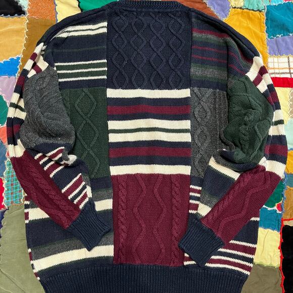 Woods and Gray Cable Knit Striped Multi Color Sweater Large - Picture 2 of 6